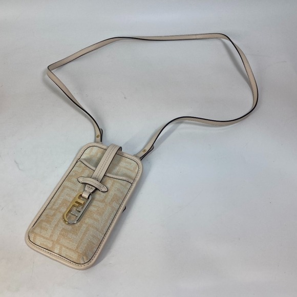 FENDI Cream Leather Zucca Shoulder Bag - Picture 12 of 14